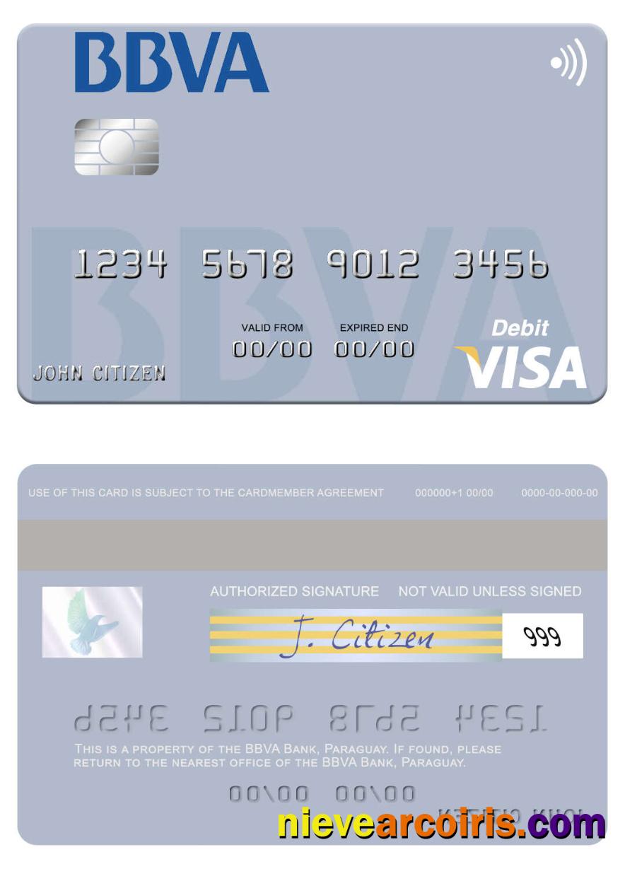 Paraguay BBVA Bank visa debit card